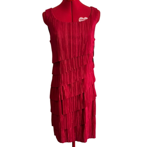 Connected Apparel Vibrant Red Tiered Mini Dress MM410